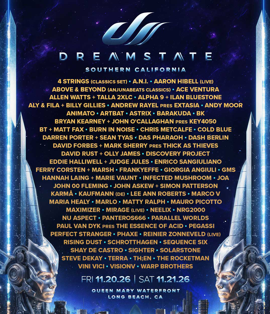 Official Dreamstate SoCal 2026 lineup poster